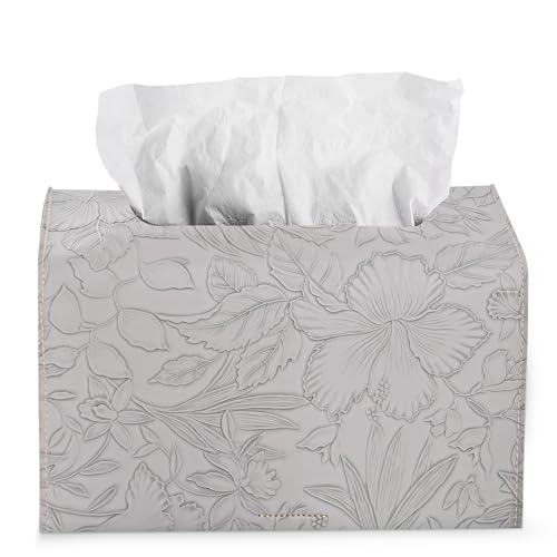 Leather Cover for Disposable Paper Hand Towel Box, Compatible with Kleenex Paper Hand Towel(1-Carved Grey) - color: 1-carved Grey