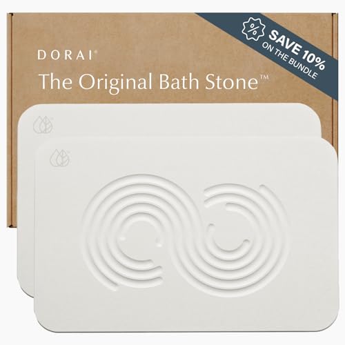 Dorai Home Stone Bath Mat Set - Premium Diatomaceous Earth Bath Floor Mats with Non-Slip Base, Fast-Drying Modern Shower Mat for Bathroom | Zen Sandstone, 2 Pack - 23.6"x15.4" - color: Zen Sandstone, size: 2 Pack