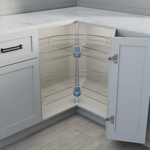 Dowell Base Cabinet Kidney Shape Dia.32 270° Lazy Susan, 2 Shelves, Kitchen Base Corner Cabinet Organizer (Chrome 4001 270 32) - size: Base Cabinet Kidney Shape Dia.32" 270°