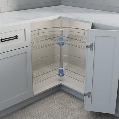 Dowell Base Cabinet Kidney Shape Dia.32 270° Lazy Susan, 2 Shelves, Kitchen Base Corner Cabinet Organizer (Chrome 4001 270 32) - size: Base Cabinet Kidney Shape Dia.32" 270°