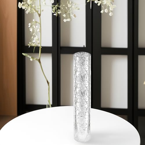 WGVI Hurricane Candle Holder Sleeve, W: 2.5", Ht: 14", Silver Speckled Glass Cylinder Open Both Ends, Chimney Tube Shade, 2 Pieces - color: Silver Speckle, size: 2.5x14"H