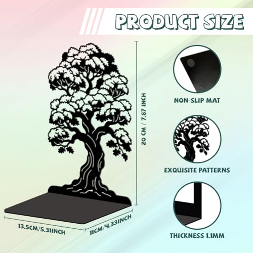 5.3"x4.3"x7.9" Metal Bookends, Heavy Duty Book Ends for Shelves | Big Tree Theme Cast Iron Book Supports, 1 Pair Decor Stoppers for Desk, Library, Office & Home Shelves - style: Big Tree