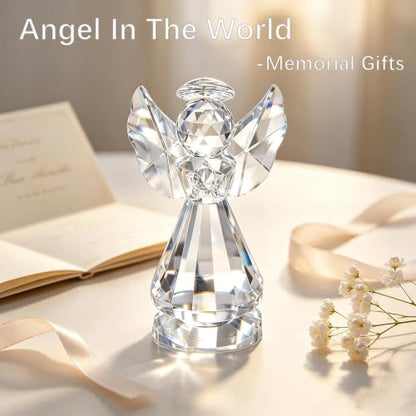 3'' Crystal Guardian Angel Figurine Gift For Women Christmas Angel Statue | Clear,Crystal Figurines Collectibles,Glass Angel Ornaments For Whimsical Home Decor Memorial Gift - style: Clear Angel