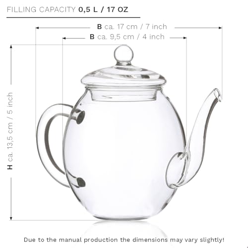 Creano Blooming Tea Gift Set with Glass Pot 17oz/500ml with 6 Flowering-Tea each 3pcs White & Black Tea
