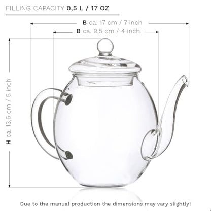 Creano Blooming Tea Gift Set with Glass Pot 17oz/500ml with 6 Flowering-Tea each 3pcs White & Black Tea