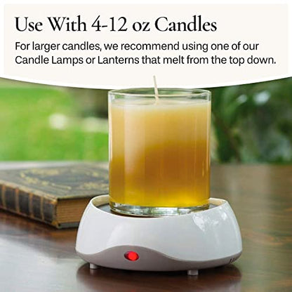 CANDLE WARMERS ETC. Auto Shutoff Candle Warmer Plate (White, Plug-in) – Modern Candle Wax Warmer with 8-Hour Timer - size: 04