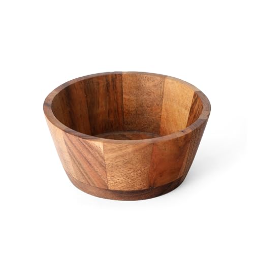 Acacia Wood Round Serving Bowls Set of 4 V Shape Handmade 4.33 Inch Medium Size Brown - size: 4 V Shape Bowls of 4.33-Inch