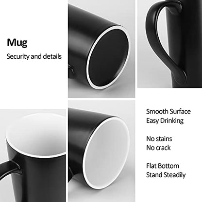 harebe 20 OZ Coffee Mug, Simple Large Tall Ceramic Cup, Smooth Ceramic Tea Cup for Office and Home, The Best Gift for Your Father, Husband And Friends, Big Capacity with Handle, Black - color: Black