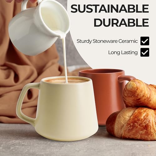 MIAMIO - Coffee Mugs Set of 4, Ceramic (14oz) - Luxe (Beige Pastel) | Large Ceramic Coffee Mugs for Cappuccino, Tea and Espresso, Tea / Coffee Mug 4-Piece Set, Cup Set - dishwasher safe - color: Beige Pastel