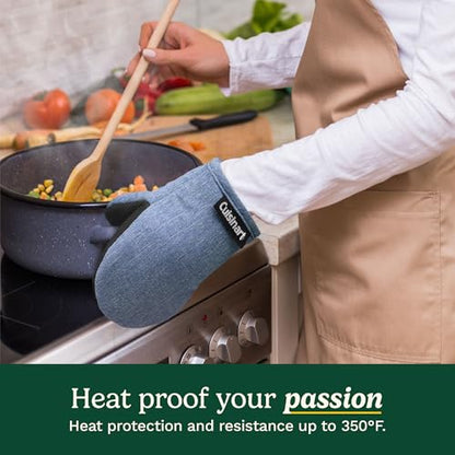 Cuisinart Mini Oven Mitts, 2-Pack, Neoprene Grip, Heat Resistant 350F | Cotton-lined, non-slip neoprene palm, ambidextrous design, ideal for smaller hands and everyday cooking - color: Indigo
