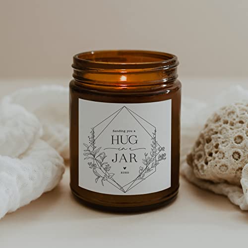 ThreeKin Warm Hugs Scented Candles for Home, Natural Soy Wax, Relaxing Aromatherapy Gifts, Essential Oils Scented, Long-Lasting Candle Burns for 75-Hours, Lemongrass Lavender Scent - size: 8oz, style: Hug in a Jar