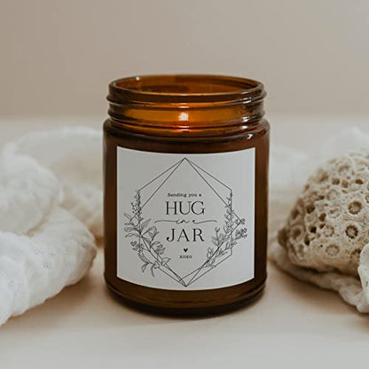 ThreeKin Warm Hugs Scented Candles for Home, Natural Soy Wax, Relaxing Aromatherapy Gifts, Essential Oils Scented, Long-Lasting Candle Burns for 75-Hours, Lemongrass Lavender Scent - size: 8oz, style: Hug in a Jar