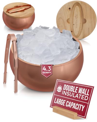 Gusto Nostro 4.1L Insulated Ice Bucket with Lid and Tongs, Double Wall Stainless Steel Ice Bucket Large, BPA Free Ice Bucket for Cocktail Bar, Keeps Champagne, Wine, Beer Chill for Parties (Rose) - color: Rose