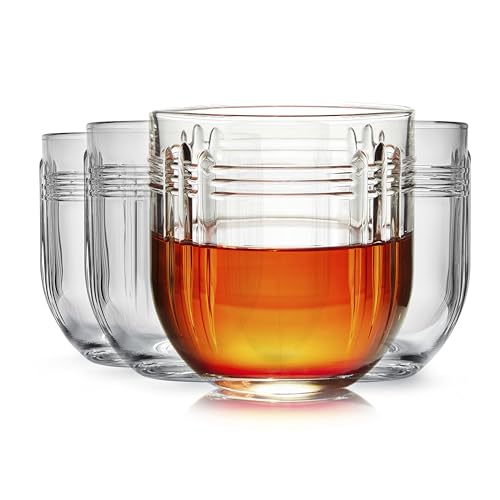 Libbey The Gats Rocks Glasses Set, Art Deco Inspired Short Drinking Glasses Set of 4, Classy Retro Cocktail Drinking Glasses for Parties and Events - color: Gats Rocks