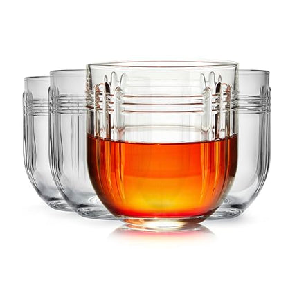 Libbey The Gats Rocks Glasses Set, Art Deco Inspired Short Drinking Glasses Set of 4, Classy Retro Cocktail Drinking Glasses for Parties and Events - color: Gats Rocks
