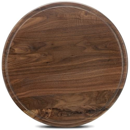 MAGIGO16" Round Walnut Wood Cutting Board for Kitchen | Wooden Chopping Board with Juice Grooves - size: 16"L x 16"W
