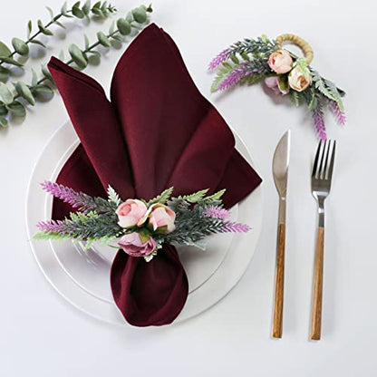 Flower Napkin Rings, Set of 4, Thanksgiving & Weddings, Farmhouse Style, Lavender - style: Lavender