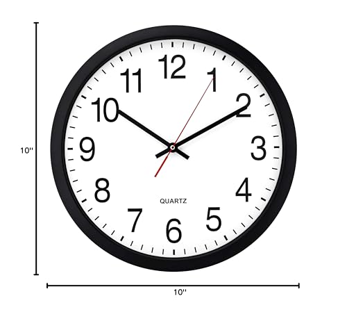 Bernhard Products Black Wall Clock Silent Non Ticking - 16 Inch Extra Large Quality Quartz Battery Operated Round Easy to Read Home/Office/Business/Kitchen/Classroom/School Clocks - size: 16 Inch