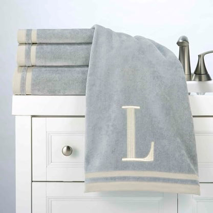 Avanti Linens - Towel Set, Soft & Absorbent Cotton, Embroidered Bathroom Decor, Set of 5 (Monogram Collection, Initial L) - style: L
