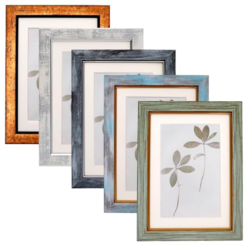 Fixwal 5x7 Picture Frame Set of 5 with Tempered Glass, Multicolor | Premium PS Product, Farmhouse-Style, Durability And Longevity, Wall or Tabletop Decor - color: Mix Color, size: 5x7