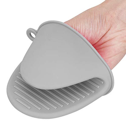 tifanso 1 Pair Heat Resistant Silicone Oven Mitts & Pot Holders for Cooking | Mini Non-Slip Pinch Grip, Food Grade Silicone, Ideal for Air Fryer Baking & Grilling, Easy to Clean & Durable - color: Gray