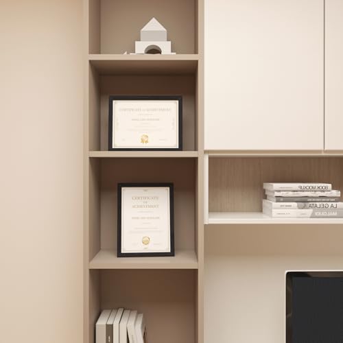 8.5x11 Picture Frame Black Wood Set of 4, Wooden Diploma Frame with Acrylic Plexiglass for Pictures, Certificate Degree Document Frame Tabletop and Wall Mounting Display - color: Black Wood, size: 8.5x11