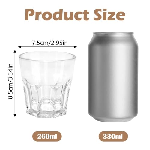 Plastic Drinking Glasses Set of 6, Unbreakable Water Tumbler, Acrylic Plastic Cups, Reusable Kids Drinking Cups for Children Kitchen Cocktail Picnic Party Juice Whiskey Wine (6pc-clear-260ml/9oz) - color: 6pc-clear-260ml/9oz
