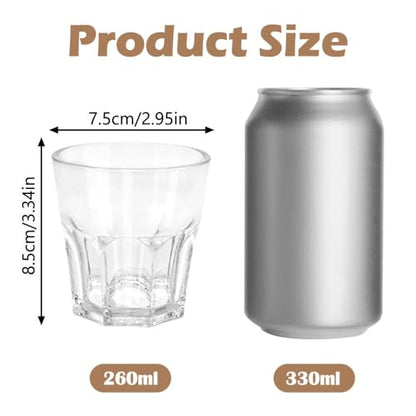Plastic Drinking Glasses Set of 6, Unbreakable Water Tumbler, Acrylic Plastic Cups, Reusable Kids Drinking Cups for Children Kitchen Cocktail Picnic Party Juice Whiskey Wine (6pc-clear-260ml/9oz) - color: 6pc-clear-260ml/9oz