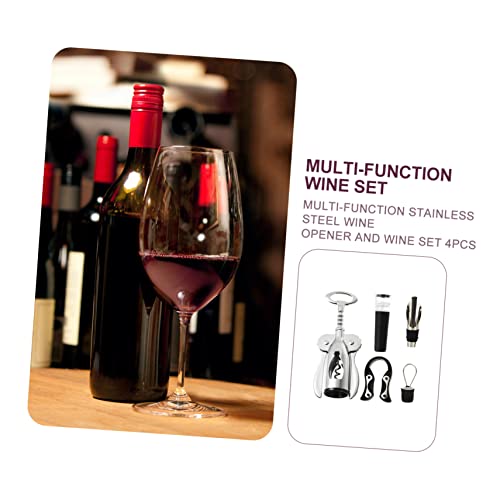 4-Piece Multifunctional Stainless Steel Wine Opener Set Foil Cutter Manual Corkscrew for Home Use for Wine Lovers and Entertaining