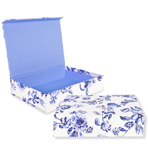 kate spade new york Heirloom Storage Box, Floral Toile | 14" x 10" x 3" Decorative Organizer for Keepsakes, Bachelorette Proposal Gift Box with Bookcloth Cover and Hinge Magnetic Lid
