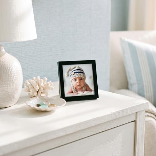 Americanflat 3x3 Picture Frame - Slim Molding - Black | Wall or tabletop display with included easel, secure turn-tab backing, fits photos, posters and art - color: Black, size: 3x3
