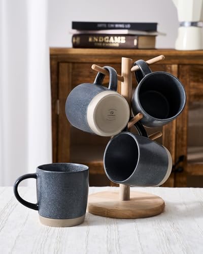 famiware Coffee Mugs Set of 4, Milkyway 13 oz Ceramic Cup Set with Handle | Stoneware Mug Set for Tea, Coffee, Latte, Cappuccino, Cocoa, Microwave and Dishwasher Safe, Matte Dark Charcoal - color: Milkyway-Matte Dark Charcoal, size: 4 Count (Pack of 1)