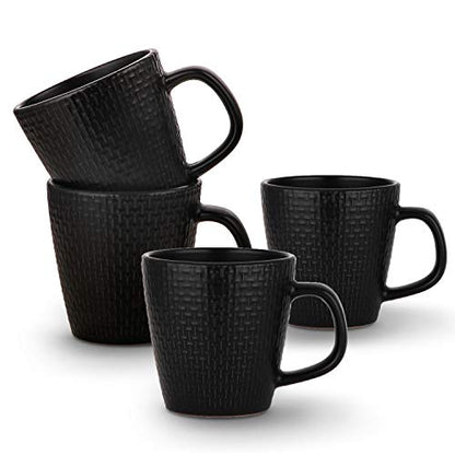 Stone Lain Abigael Weave Stoneware Dish Set, 4 Mugs, Black - color: Abigael - Black, size: 4 Mugs