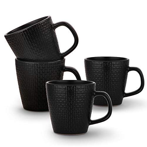 Stone Lain Abigael Weave Stoneware Dish Set, 4 Mugs, Black - color: Abigael - Black, size: 4 Mugs