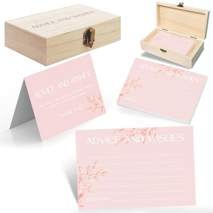60pcs Pink Eucalyptus Advice and Wishes Cards, 5.7"x3.8" Wedding Advice Cards for Bridal Shower, 250gsm Thick Paper Wedding Guest Book Alternative, Perfect for New Mr & Mrs, Engagement, Party Favors - color: PINK