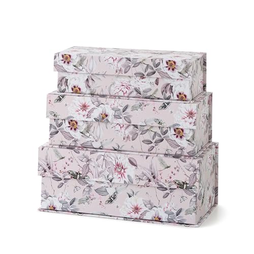 Soul & Lane - Decorative Storage Boxes with Lids, Set of 3, Blush Whisper | Cardboard Memory Boxes with Magnetic Closure for Photos and Documents, Blush Pink Gift Organizers for Home Decor - color: Blush Whisper