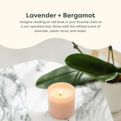 Dignity Series Lavender & Bergamot Scented Candle | Made in the USA Luxury Clean Soy Wax Candles - Long Lasting Ivory Glass Jar Candle for Home - 1 Wick - 5.3oz - color: Lavender + Bergamot