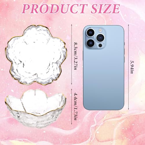Ouligay Small Cute Jewelry Dish Tray Flower Jewelry Ring Dish Trinket Tray Ring Holder for Women Glass Jewelry Plate Dish with Gilt-Edged Blossom Design Gift for Wife Mom Daughter(Transparent) - color: Transparent