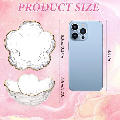 Ouligay Small Cute Jewelry Dish Tray Flower Jewelry Ring Dish Trinket Tray Ring Holder for Women Glass Jewelry Plate Dish with Gilt-Edged Blossom Design Gift for Wife Mom Daughter(Transparent) - color: Transparent