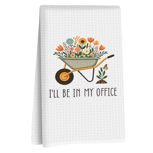 Funny Gardener Gardening Kitchen Towels, Waffle Weave Absorbent Hand Towels | Plant Lover Mom Lady Gifts Dish Towel for Kitchen Drying, Gardener Gifts for Women Hand Towel for Bathroom, 14x24 Inch - color: Garden Office