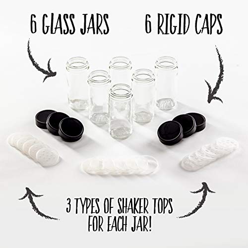 4" Glass Spice Jars 4 fluid ounces- 6 Pack - size: 4oz Jars