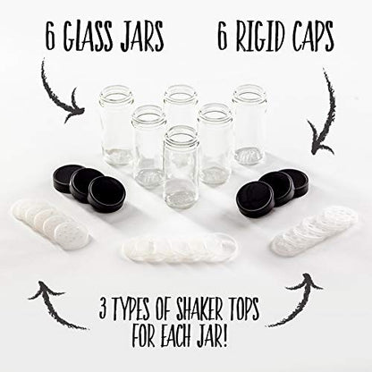 4" Glass Spice Jars 4 fluid ounces- 6 Pack - size: 4oz Jars
