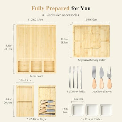 Extra Large Charcuterie Boards Gift Set and Double-Drawer Charcuterie Board Set