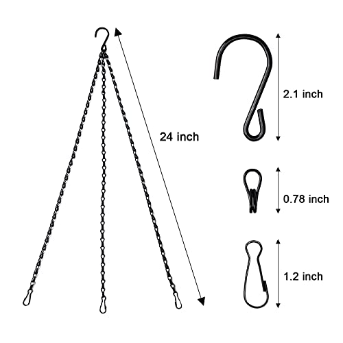 Benvo 24 inch Long Hanging Chains for Plants Flower Pot Basket Chains 3 Point Replacement Chain Hangers for Lanterns, Bird Feeders, Planters and Other Ornaments (Pack of 3) - size: 24 inch Long