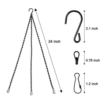 Benvo 24 inch Long Hanging Chains for Plants Flower Pot Basket Chains 3 Point Replacement Chain Hangers for Lanterns, Bird Feeders, Planters and Other Ornaments (Pack of 3) - size: 24 inch Long