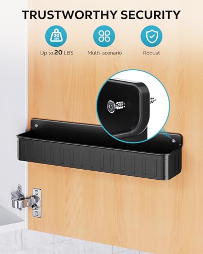 Nieifi Spice Rack Wall Mount, 4 Pack Black, 2" Depth, Screw/Adhesive | Wall-Mounted with Removable Hooks Saves Counter Space, Fits 2" Deep Jars, Ideal for Kitchen Cabinets, Pantry Doors, and RVs - color: Black
