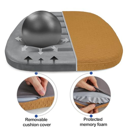 BUYUE Luxury 100% Pure Memory Foam Chair Cushion 1 Pack, Jacquard 16" U-Shape Comfortable Dining Chair Pad, Removable Slip Resistant Kitchen Chair Seat Cushion, (1 piece, Ocher) - color: Ocher