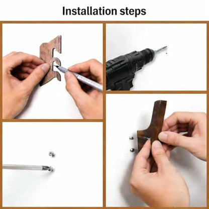 4pcs Wood Wall Hooks Rustic Wood Coat Hooks, Minimalist Hat Backpack Jacket Towel Hangers Decorative Mounted Pegs Durable Wall Hooks for Entryway Bathroom and Kitchen