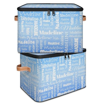 Custom Storage Basket with Name, Personalized Keepsake Box,Blue | Foldable Fabric Gradient Large Memory Bin with Handle Lid Lightweight Waterproof Dustproof, 14"L x 10.2"W x 10.4"H - color: Option 24