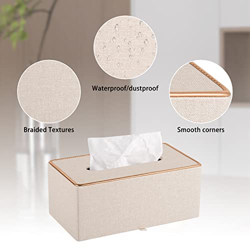 Fashion Leather Tissue Box Holder,Rectangular Tissue Box Cover for Bathroom Dresser Night Stand,Napkin Box Drawer Paper Dispenser,Home Office car Tissue Holder with Magnetic Bottom (Beige) - color: Beige